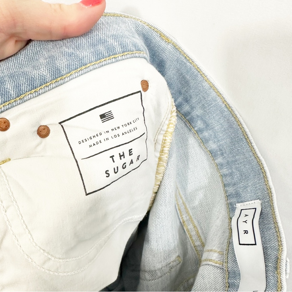 AYR Straight Leg Jeans in Light Blue with Knee Rips - Picture 8 of 10